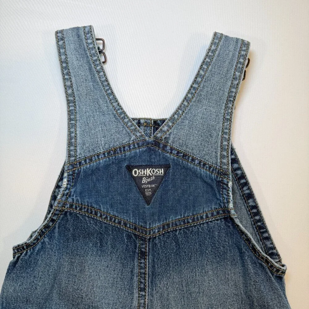Vintage OSH KOSH B'Gosh Vestbak Blue Jean Patchwork Denim Overalls 2T